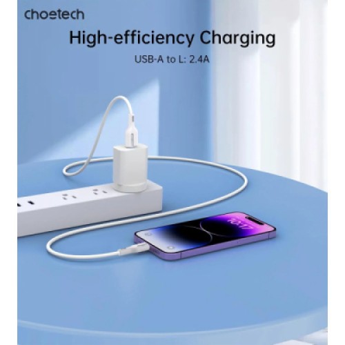 Дата кабель USB 2.0 AM to Lightning 1.0m 2.4A white Choetech (XAL-0003-WH-V2)