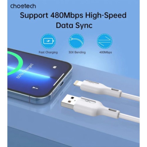 Дата кабель USB 2.0 AM to Lightning 1.0m 2.4A white Choetech (XAL-0003-WH-V2)