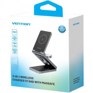 Зарядний пристрій Vention Magnetic Wireless Charger 15W 3-in-1 gray (FGFH0)