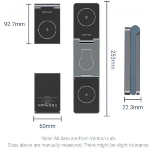 Зарядное устройство Vention Magnetic Wireless Charger 15W 3-in-1 gray (FGFH0)