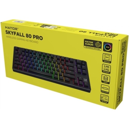 Клавиатура Hator Skyfall 80 PRO Aurum Vanila Silent RGB Wireless/Bluetooth/USB UA Black (HTK4181UA)
