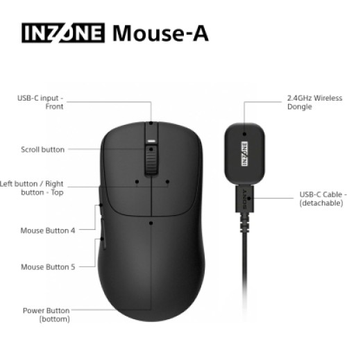 Мышка Sony INZONE Wireless/USB Black (MSEG500B.E)