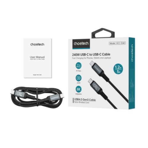 Дата кабель USB-C to USB-C 2.0m USB4 Gen 3 240W 8K Choetech (XCC-1042)