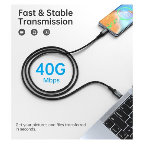 Дата кабель USB-C to USB-C 2.0m USB4 Gen 3 240W 8K Choetech (XCC-1042)