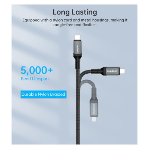 Дата кабель USB-C to USB-C 2.0m USB4 Gen 3 240W 8K Choetech (XCC-1042)