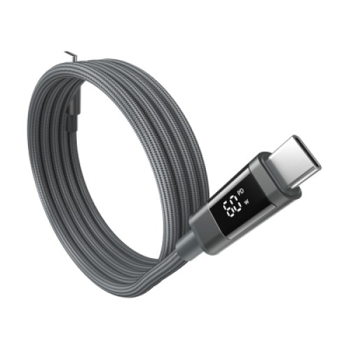 Дата кабель USB-C to USB-C 1.2m PD60W magnetic digital display nylon gray Choetech (XCC-1067-GY)