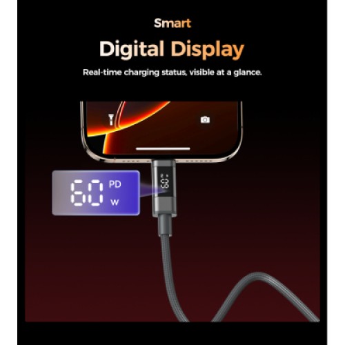 Дата кабель USB-C to USB-C 1.2m PD60W magnetic digital display nylon gray Choetech (XCC-1067-GY)