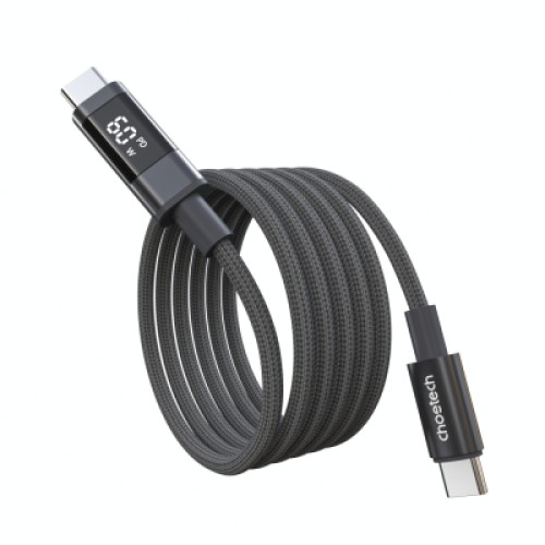 Дата кабель USB-C to USB-C 1.2m PD60W digital display nylon gray Choetech (XCC-1068-GY)
