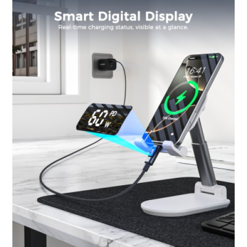 Дата кабель USB-C to USB-C 1.2m PD60W digital display nylon gray Choetech (XCC-1068-GY)