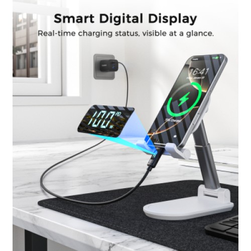 Дата кабель USB-C to USB-C 1.2m PD100W digital display silicone Choetech (XCC-1064)