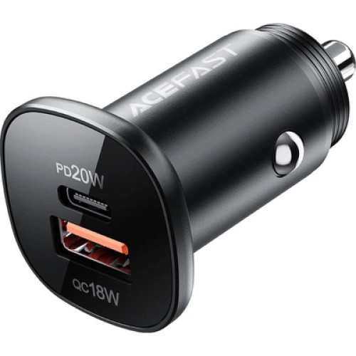 Зарядное устройство Acefast 1xUSB-C PD20W + 1xUSB QC3.0 18W car adapter metal (6974316280330)