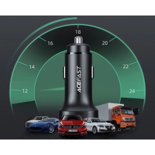 Зарядное устройство Acefast 2xUSB-C 72W car adapter metal (6974316280361)