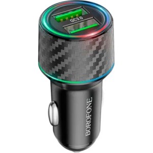 Зарядное устройство BOROFONE 2xUSB QC3.0 36W car adapter black (6941991101205)