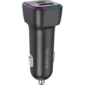 Зарядное устройство BOROFONE 1xUSB-C PD30W + 1xUSB QC3.0 car adapter black (6941991110818)