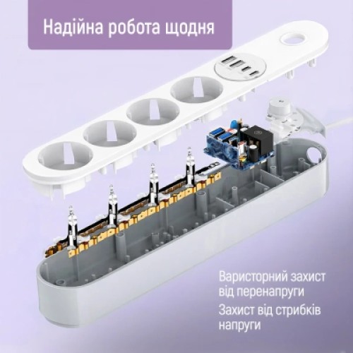 Сетевой фильтр питания ColorWay CW-CHE44PDW Сетевой фильтр питания ColorWay CW-CHE44PDW