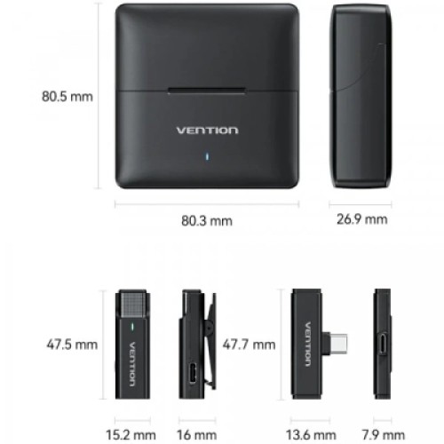 Микрофон Vention USB-C 2-Pack Wireless Lavalier with Charging Case (NCAB0)