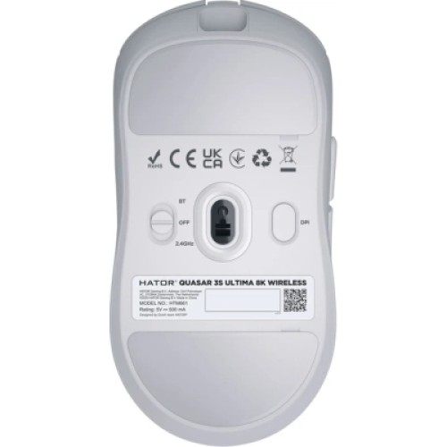 Мышка Hator Quasar 3S Ultima 8K Wireless/Bluetooth/USB White (HTM661)