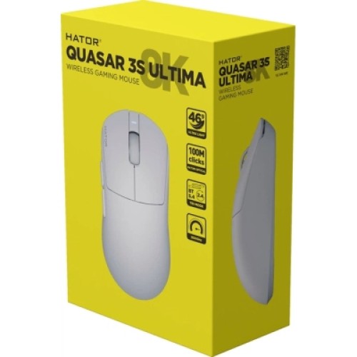Мышка Hator Quasar 3S Ultima 8K Wireless/Bluetooth/USB White (HTM661)