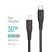 Дата кабель USB-C to Lightning 2.0m PD30W textured PVC black ColorWay (CW-CBPDCL095-BK)