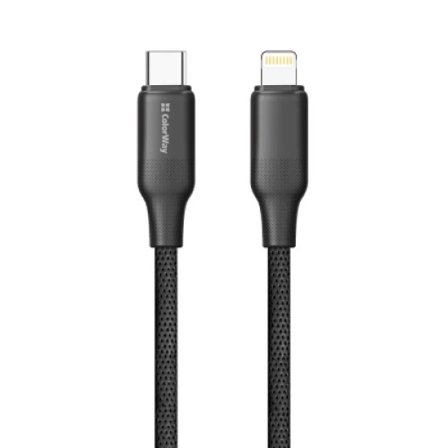 Дата кабель USB-C to Lightning 2.0m PD30W TPE embossed black ColorWay (CW-CBPDCL102-BK)