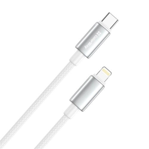 Дата кабель USB-C to Lightning 1.0m PD30W zinc alloy braided white ColorWay (CW-CBPDCL098-WT)