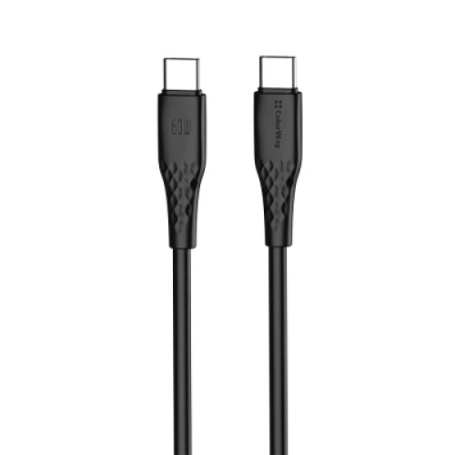 Дата кабель USB-C to USB-C 1.0m 3A 60W textured PVC black ColorWay (CW-CBPDCC094-BK) Дата кабель USB-C to USB-C 1.0m 3A 60W textured PVC black ColorWay (CW-CBPDCC094-BK)