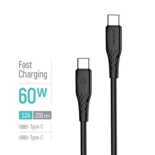 Дата кабель USB-C to USB-C 2.0m 3A 60W textured PVC black ColorWay (CW-CBPDCC095-BK) Дата кабель USB-C to USB-C 2.0m 3A 60W textured PVC black ColorWay (CW-CBPDCC095-BK)