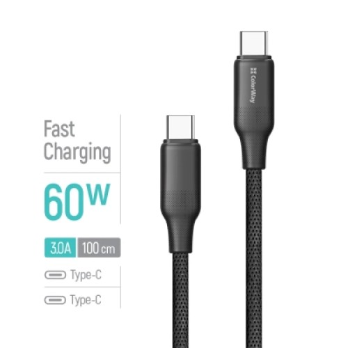 Дата кабель USB-C to USB-C 1.0m 3A 60W TPE embossed black ColorWay (CW-CBPDCC101-BK) Дата кабель USB-C to USB-C 1.0m 3A 60W TPE embossed black ColorWay (CW-CBPDCC101-BK)