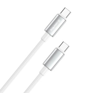 Дата кабель USB-C to USB-C 1.0m 5A 100W zinc alloy braided white ColorWay (CW-CBPDCC098-WT)