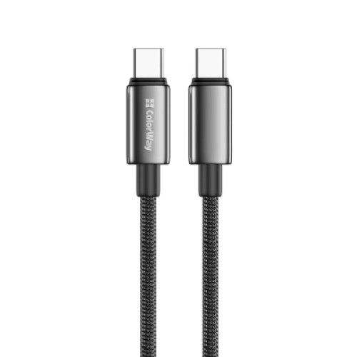 Дата кабель USB-C to USB-C 1.0m 5A 100W zinc alloy braided black ColorWay (CW-CBPDCC098-BK) Дата кабель USB-C to USB-C 1.0m 5A 100W zinc alloy braided black ColorWay (CW-CBPDCC098-BK)