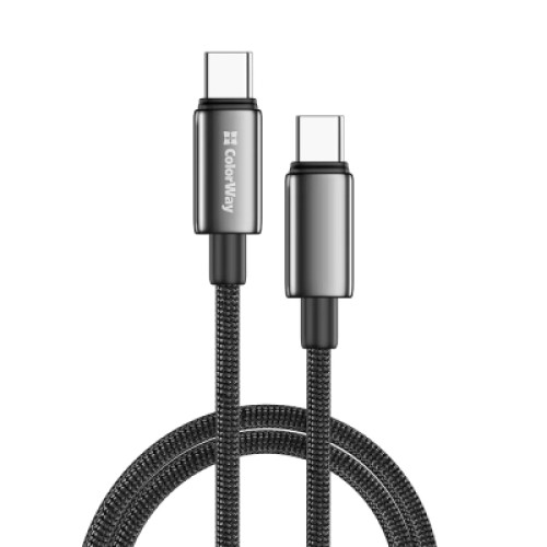 Дата кабель USB-C to USB-C 1.0m 5A 100W zinc alloy braided black ColorWay (CW-CBPDCC098-BK) Дата кабель USB-C to USB-C 1.0m 5A 100W zinc alloy braided black ColorWay (CW-CBPDCC098-BK)