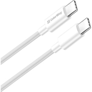 Дата кабель USB-C to USB-C 2.0m 5A 100W zinc alloy braided white ColorWay (CW-CBPDCC099-WT)