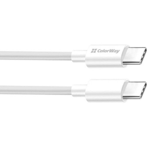 Дата кабель USB-C to USB-C 2.0m 5A 100W zinc alloy braided white ColorWay (CW-CBPDCC099-WT)