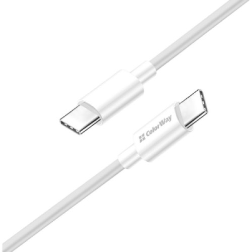 Дата кабель USB-C to USB-C 2.0m 5A 100W zinc alloy braided white ColorWay (CW-CBPDCC099-WT)