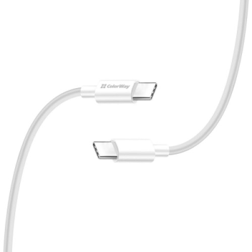 Дата кабель USB-C to USB-C 2.0m 5A 100W zinc alloy braided white ColorWay (CW-CBPDCC099-WT)