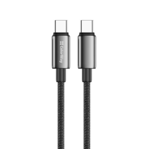 Дата кабель USB-C to USB-C 2.0m 5A 100W zinc alloy braided black ColorWay (CW-CBPDCC099-BK) Дата кабель USB-C to USB-C 2.0m 5A 100W zinc alloy braided black ColorWay (CW-CBPDCC099-BK)