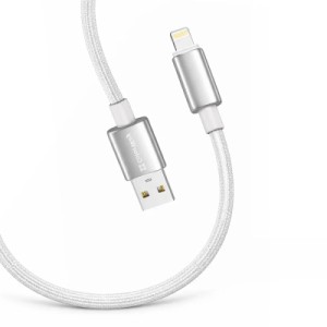 Дата кабель USB 2.0 AM to Lightning 1.0m 3A zinc alloy braided white ColorWay (CW-CBUL098-WT)