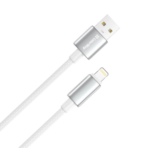 Дата кабель USB 2.0 AM to Lightning 1.0m 3A zinc alloy braided white ColorWay (CW-CBUL098-WT)