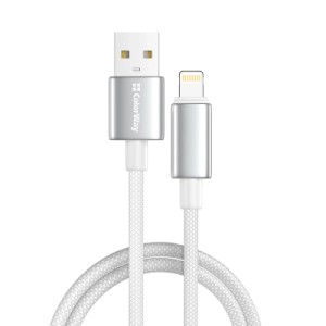 Дата кабель USB 2.0 AM to Lightning 2.0m 3A zinc alloy braided white ColorWay (CW-CBUL099-WT)