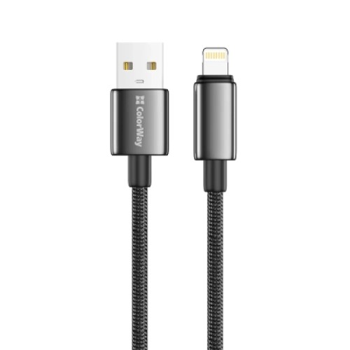 Дата кабель USB 2.0 AM to Lightning 2.0m 3A zinc alloy braided black ColorWay (CW-CBUL099-BK) Дата кабель USB 2.0 AM to Lightning 2.0m 3A zinc alloy braided black ColorWay (CW-CBUL099-BK)