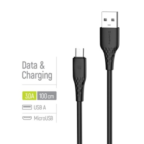 Дата кабель USB 2.0 AM to Micro 5P 1.0m 3A textured PVC black ColorWay (CW-CBUM094-BK) Дата кабель USB 2.0 AM to Micro 5P 1.0m 3A textured PVC black ColorWay (CW-CBUM094-BK)