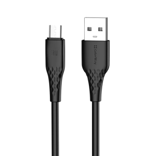 Дата кабель USB 2.0 AM to Micro 5P 1.0m 3A textured PVC black ColorWay (CW-CBUM094-BK) Дата кабель USB 2.0 AM to Micro 5P 1.0m 3A textured PVC black ColorWay (CW-CBUM094-BK)