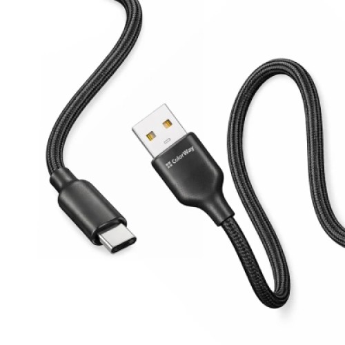 Дата кабель USB 2.0 AM to USB-C 2.0m 3A TPE embossed black ColorWay (CW-CBUC102-BK)