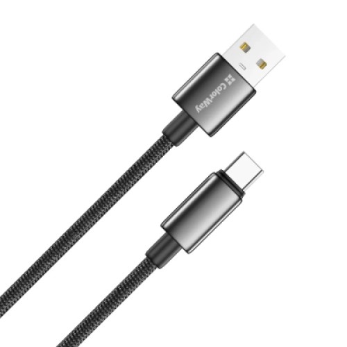 Дата кабель USB 2.0 AM to USB-C 1.0m 3A zinc alloy braided black ColorWay (CW-CBUC098-BK)