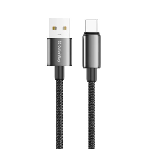 Дата кабель USB 2.0 AM to USB-C 1.0m 3A zinc alloy braided black ColorWay (CW-CBUC098-BK)