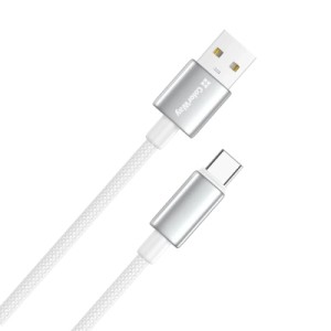 Дата кабель USB 2.0 AM to USB-C 2.0m 3A zinc alloy braided white ColorWay (CW-CBUC099-WT)