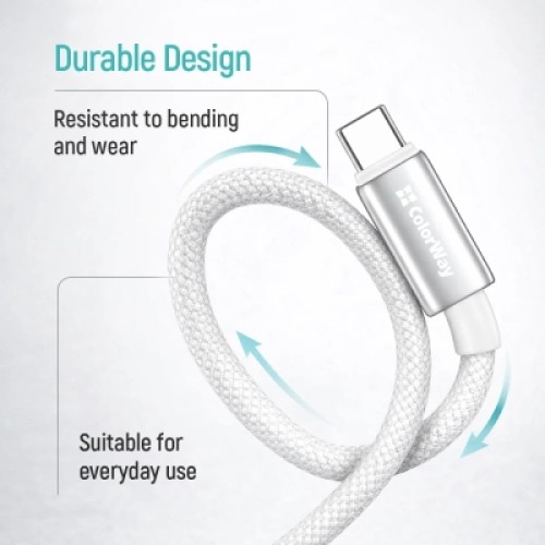 Дата кабель USB 2.0 AM to USB-C 2.0m 3A zinc alloy braided white ColorWay (CW-CBUC099-WT) Дата кабель USB 2.0 AM to USB-C 2.0m 3A zinc alloy braided white ColorWay (CW-CBUC099-WT)