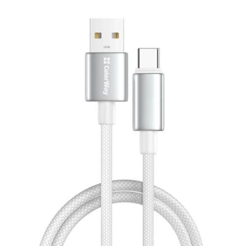 Дата кабель USB 2.0 AM to USB-C 2.0m 3A zinc alloy braided white ColorWay (CW-CBUC099-WT) Дата кабель USB 2.0 AM to USB-C 2.0m 3A zinc alloy braided white ColorWay (CW-CBUC099-WT)
