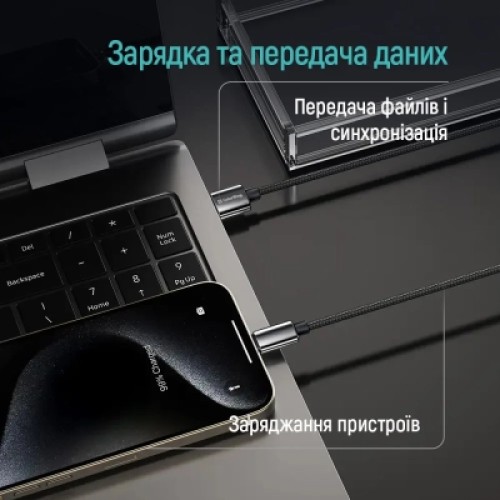 Дата кабель USB 2.0 AM to USB-C 2.0m 3A zinc alloy braided black ColorWay (CW-CBUC099-BK)
