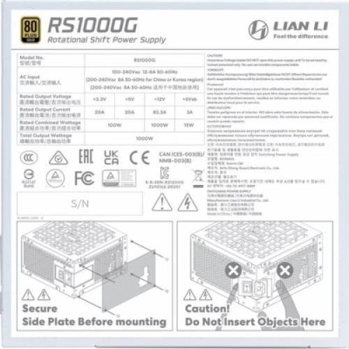 Блок питания Lian Li 1000W RS Gold (G9P.RS1000G.WH00.EU) Блок питания Lian Li 1000W RS Gold (G9P.RS1000G.WH00.EU)